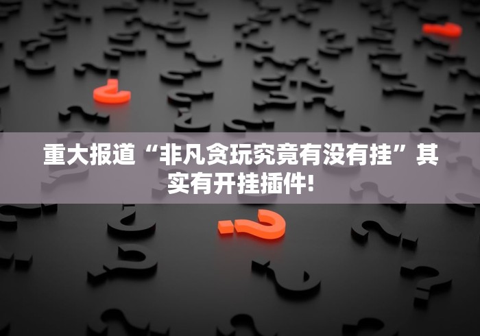 重大报道“非凡贪玩究竟有没有挂”其实有开挂插件!