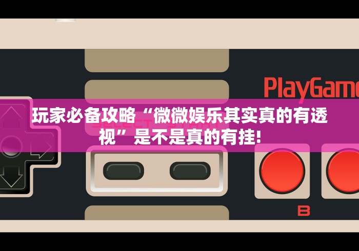 玩家必备攻略“微微娱乐其实真的有透视”是不是真的有挂!