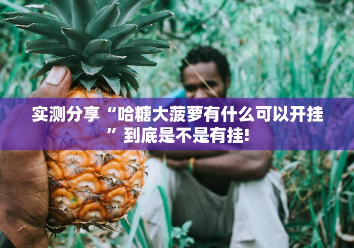 实测分享“哈糖大菠萝有什么可以开挂”到底是不是有挂!