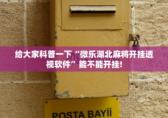 给大家科普一下“微乐湖北麻将开挂透视软件”能不能开挂!