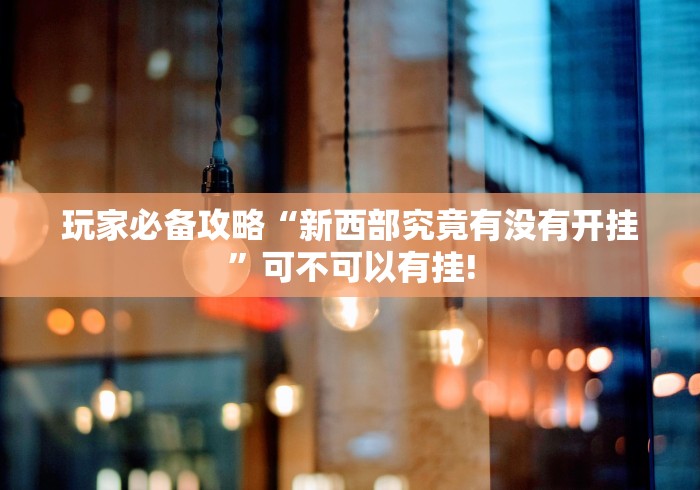 玩家必备攻略“新西部究竟有没有开挂”可不可以有挂!