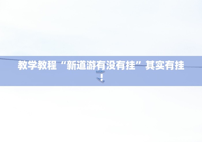 教学教程“新道游有没有挂”其实有挂!